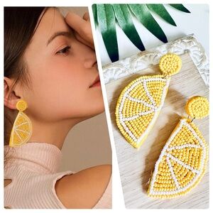 2/$30🌵 Lemon Drop Beaded Earrings Lemon Slice Dangle Summer Jewelry Cute Boho